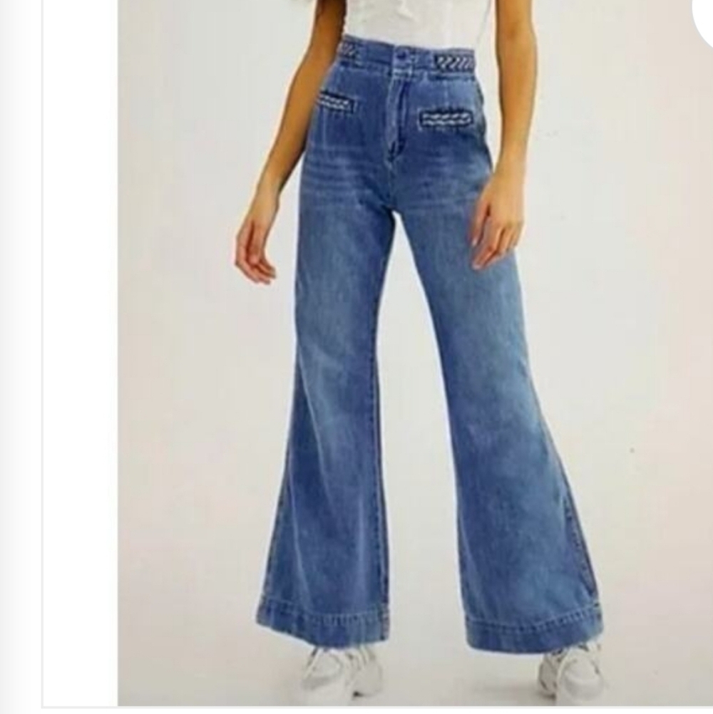 We The Free -Jeans Womens Size 24 Seasons In The Sun High Braided Waist Flare